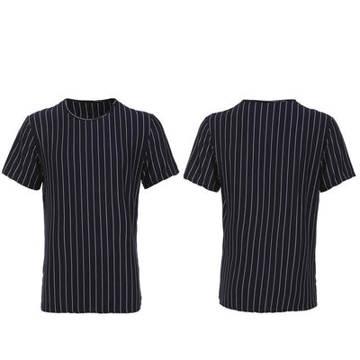 Playera de Rayas Cuello Redondo Manga Corta para Hombre - Image 6