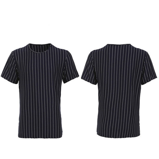 Playera de Rayas Cuello Redondo Manga Corta para Hombre - Image 6