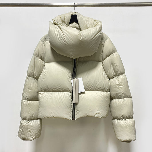Chaqueta Temperament Blanca de Plumas de Pato con Cuello Alzado y Cierre - Image 9