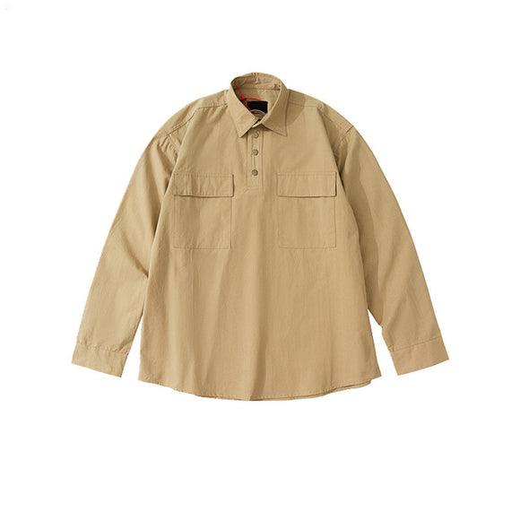 Camisa de Lona Estilo Street Otoño-Invierno Unisex de Manga Larga