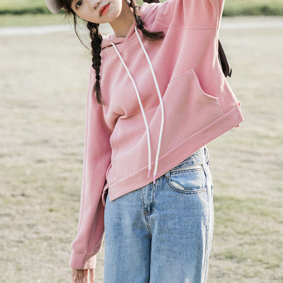 Chaqueta Sudadera Cropped con Capucha en Colores Sólidos para Mujer - Image 15