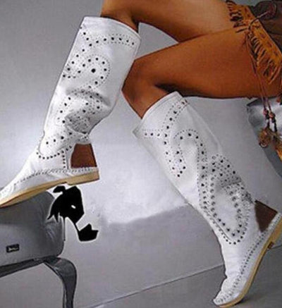 Botas Casuales de Ante Hasta la Rodilla con Remaches Decorativos - Image 6