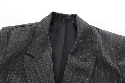 Blazer Casual con Cadena y Rayas - Elegancia y Temperamento - Image 5