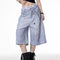 Shorts Denim Retro con Cadena Estampada para Mujer