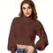 Suéter Cuello Alto Holgado de Color Sólido para Mujer