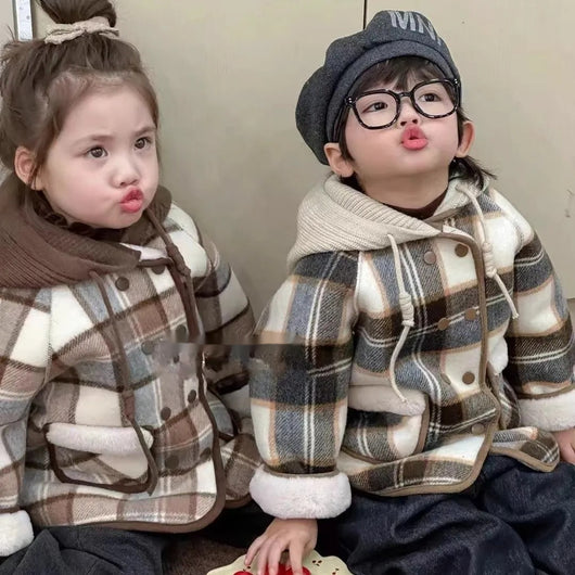 Abrigo de Lana Forrado en Fleece con Diseño Cuadros - Abrigo de Invierno Urbano - Image 10