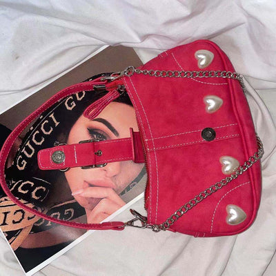 Bolso Baguette Rojo Retro Love - Bandolera Axilas - Image 9