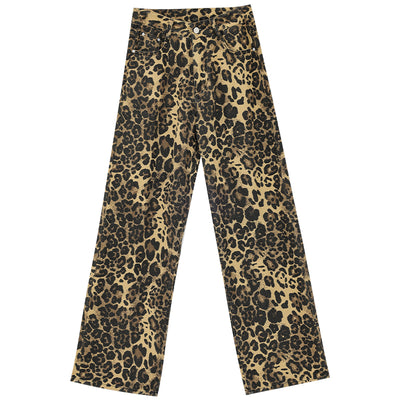 Pantalones Jeans Mujer Estampado Leopardo Corte Recto Holgado - Image 6