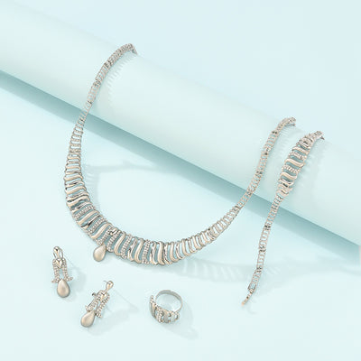 Juego de Collar y Aretes de Aleación Elegante - Conjunto de 4 Piezas - Image 4