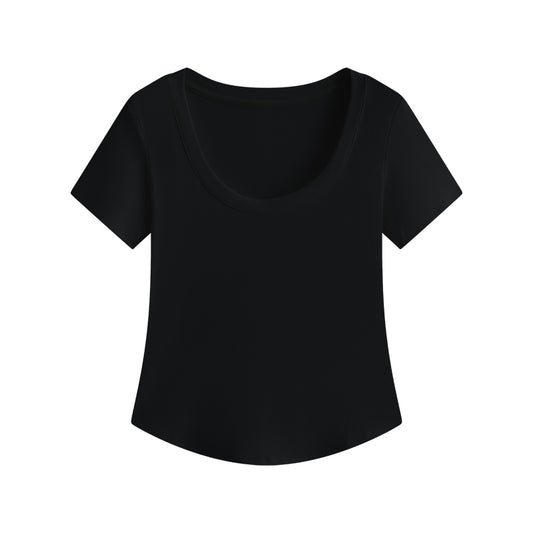 Blusa Slim Fit Escote U Manga Corta Efecto Adelgazante - Image 2