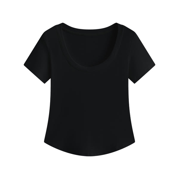 Blusa Slim Fit Escote U Manga Corta Efecto Adelgazante - Image 2
