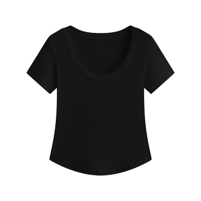 Blusa Slim Fit Escote U Manga Corta Efecto Adelgazante - Image 2