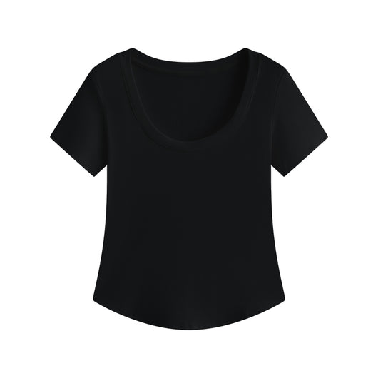 Blusa Slim Fit Escote U Manga Corta Efecto Adelgazante - Image 2