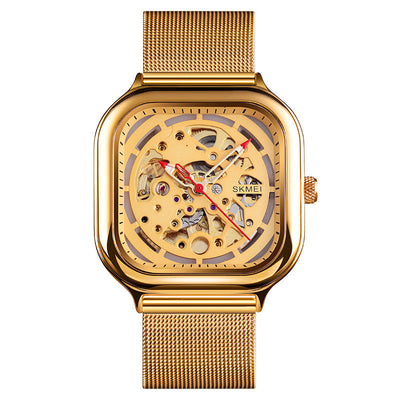 Reloj Mecánico Automático Resistente al Agua con Pulsera Malla y Diseño Hueco Cuadrado - Image 7