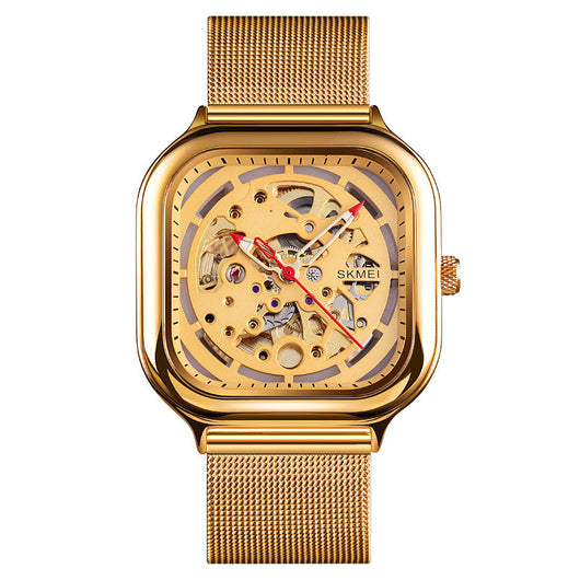 Reloj Mecánico Automático Resistente al Agua con Pulsera Malla y Diseño Hueco Cuadrado - Image 7