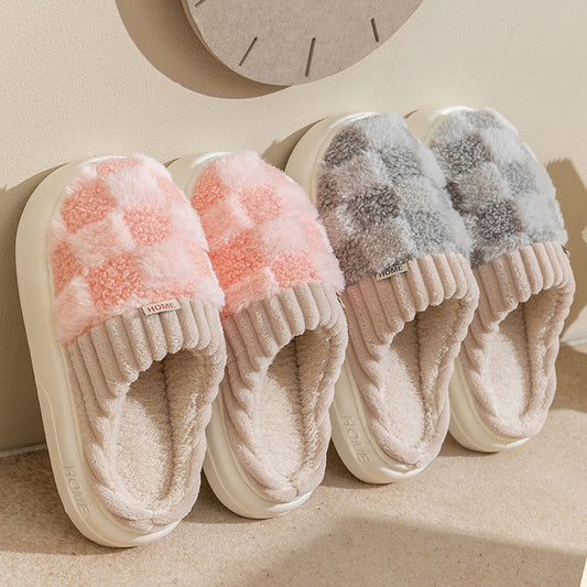 Pantuflas de Cuadros Cálidas para Mujer - Zapatillas de Casa Acolchadas con Suela Antideslizante
