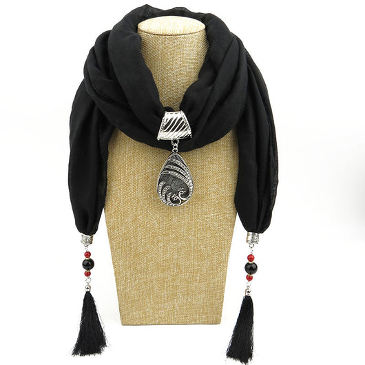 Bufanda Étnica Pavo Real con Borla de Gema - Chal Otoño Invierno para Mujer - Image 2