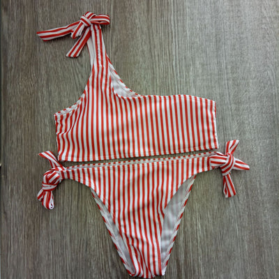 Bikini Asimétrico con Encaje y Rayas Multicolor para Mujer - Image 7