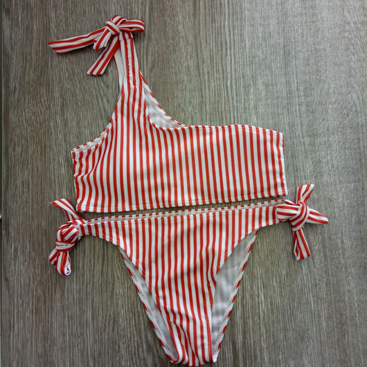 Bikini Asimétrico con Encaje y Rayas Multicolor para Mujer - Image 7