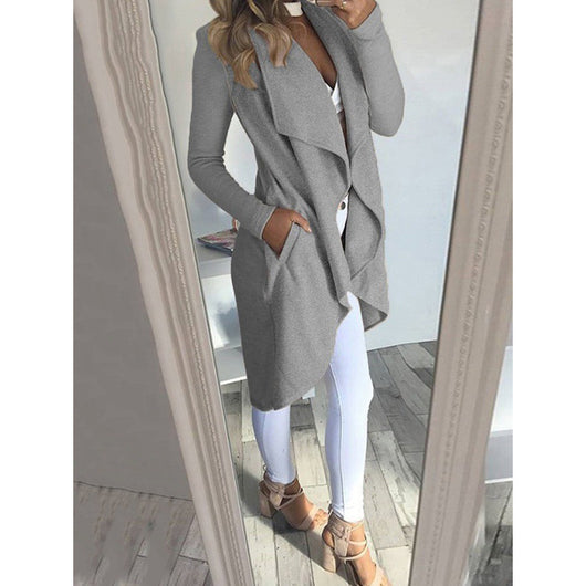 Abrigo Trench Largo Entallado Talla Grande con Cuello Polo - Image 16