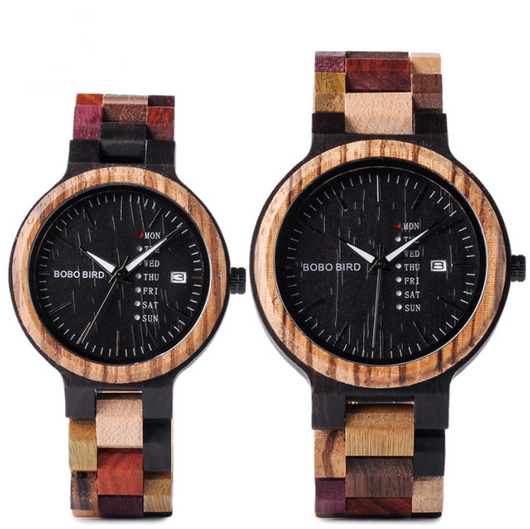 Reloj de Pareja Bobo Bird con Correa de Cuero y Esfera de Bambú - Image 5
