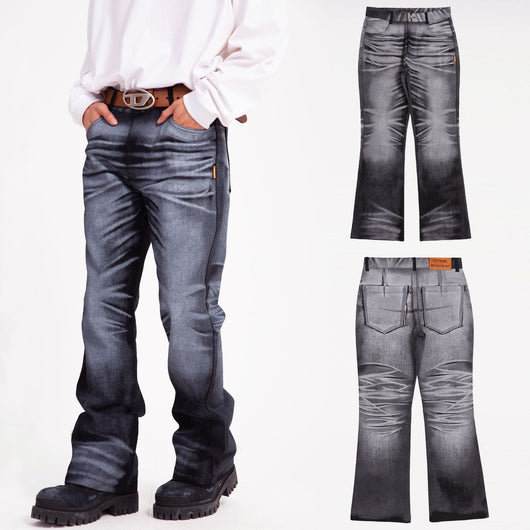Jeans Casuales de Cintura Alta con Degradado para Hombre