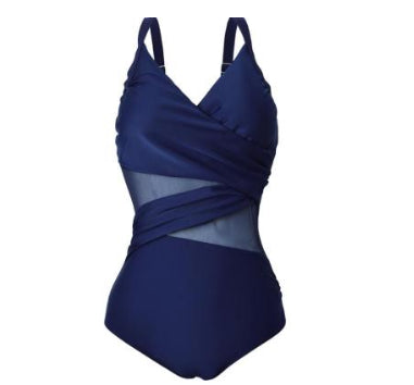 Traje de Baño Enterizo Talla Grande Escote Halter Lunares con Fruncido - Image 7