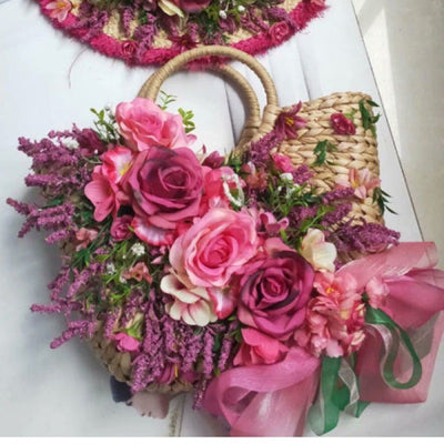 Sombrero de Paja Púrpura con Flor para Mujer - Estilo Raffia - Image 11