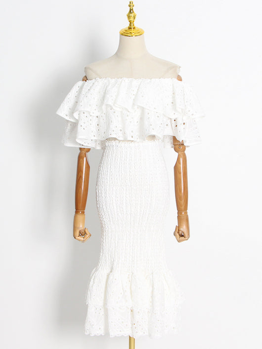 Conjunto Elegante: Blusa Volantes Irregular y Falda Fishtail Cintura Alta - Image 15