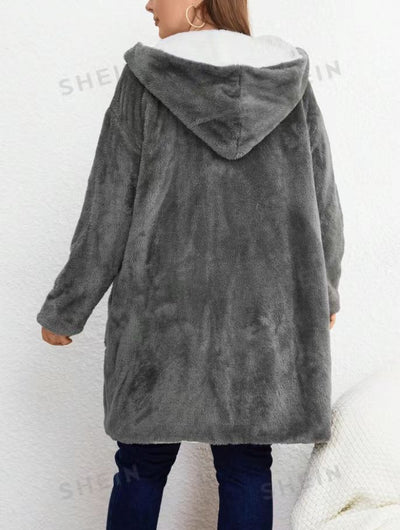 Cardigan Hoodie Peluche Largo - Abrigo Cómodo de Manga Larga - Image 7