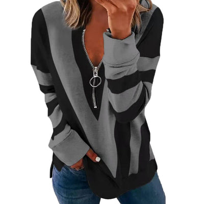 Playera de Manga Larga con Estampado V y Cierre en Pecho - Image 3