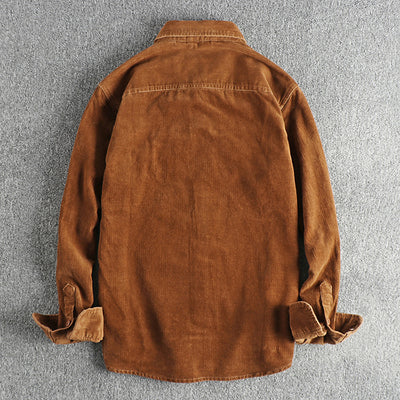 Camisa de Pana Retro de Algodón con Manga Larga para Hombre - Image 29