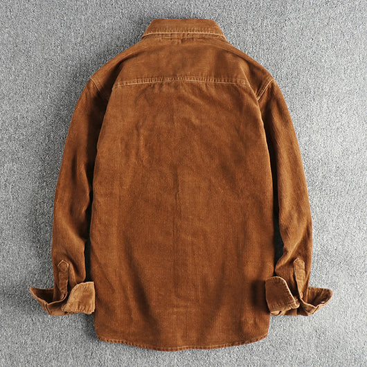 Camisa de Pana Retro de Algodón con Manga Larga para Hombre - Image 29