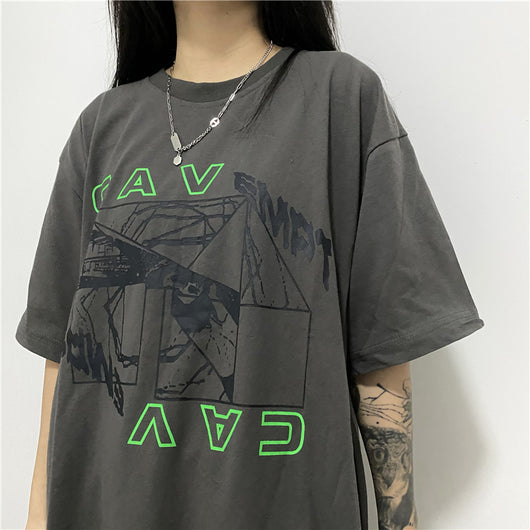 Camiseta Batik Vintage Verde Fluorescente con Estampado de Letras - Image 13