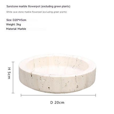 Mesa de Té Chino con Borde de Mármol y Maceta de Flores Eternas Simuladas - Image 8