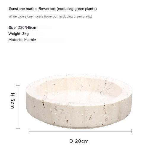 Mesa de Té Chino con Borde de Mármol y Maceta de Flores Eternas Simuladas - Image 8