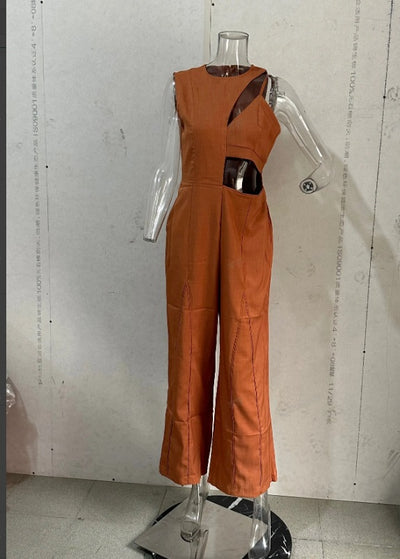 Jumpsuit Elegante de Cintura Alta con Cuello Redondo y Detalles Calados - Image 8