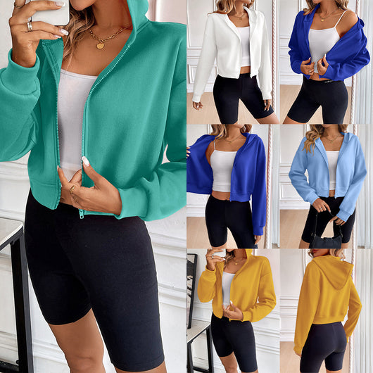 Cardigan Corto con Capucha y Cierre de Cremallera para Mujer - Image 13