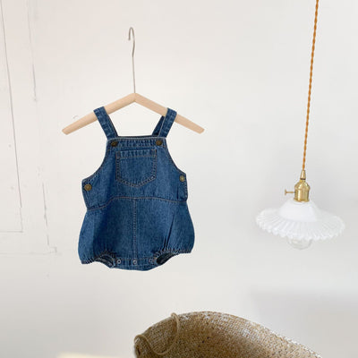 Mono Jumpsuit para Bebé en Denim de Algodón con Detalle Triangular - Image 16