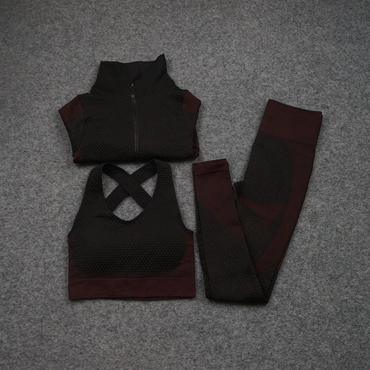 Conjunto Deportivo de 3 Piezas Yoga Fitness con Tela Elástica - Image 18