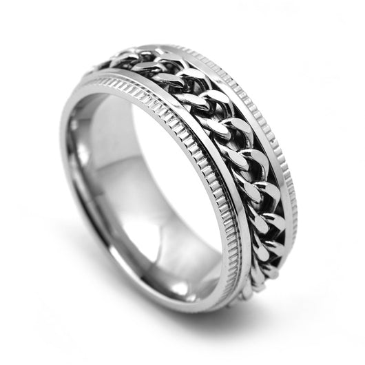 Anillo Giratorio de Acero Inoxidable para Hombre - Anillo Fidget Antiestrés - Image 4