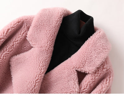 Abrigo de Lana Suelta Esquilada Largo para Mujer - Image 12
