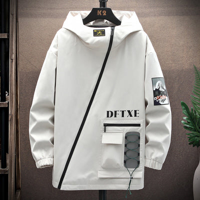 Chaqueta Minimalista Hombre con Cierre Diagonal Estampado - Image 5