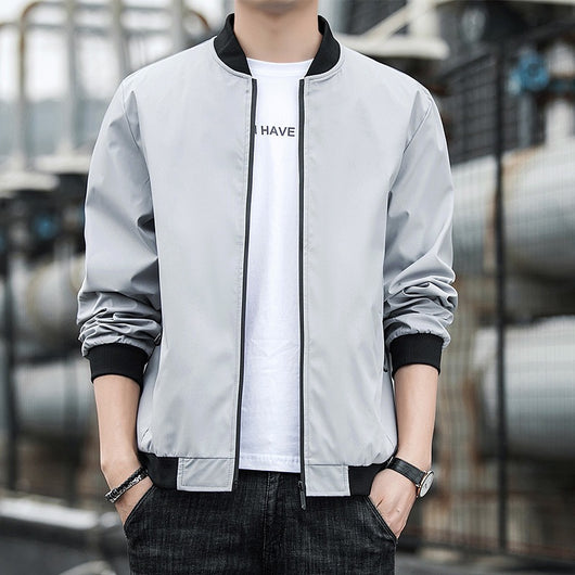 Chaqueta Hombre Primavera Otoño Cuello Alto Diseño Liso - Image 7