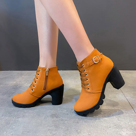 Botas Martin de Tacón Grueso con Hebilla Metálica para Mujer - Image 6