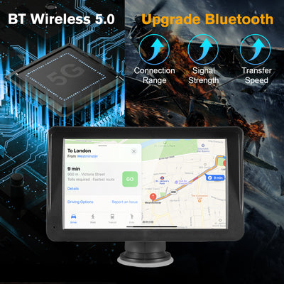 Autoestéreo Portátil 7" con CarPlay Inalámbrico, Android Auto y Bluetooth 5.0