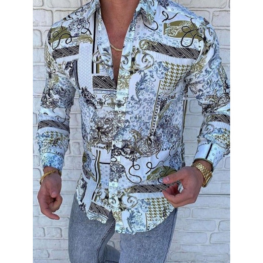 Camisa Casual de Manga Larga con Estampado para Hombre - Image 4