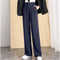 Pantalón Ancho de Cintura Alta Drapeado Elegante para Otoño e Invierno