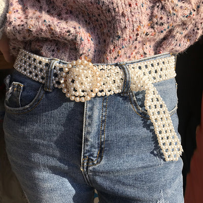 Cinturón Decorativo Trenzado con Perlas y Diamantes para Mujer - Image 4