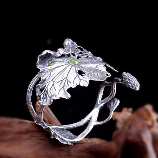 Pulsera de Hoja de Loto y Jaspe Celestial